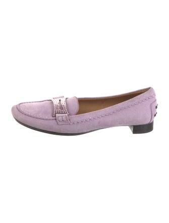 Tod's Suede Crystal Embellishments Loafers