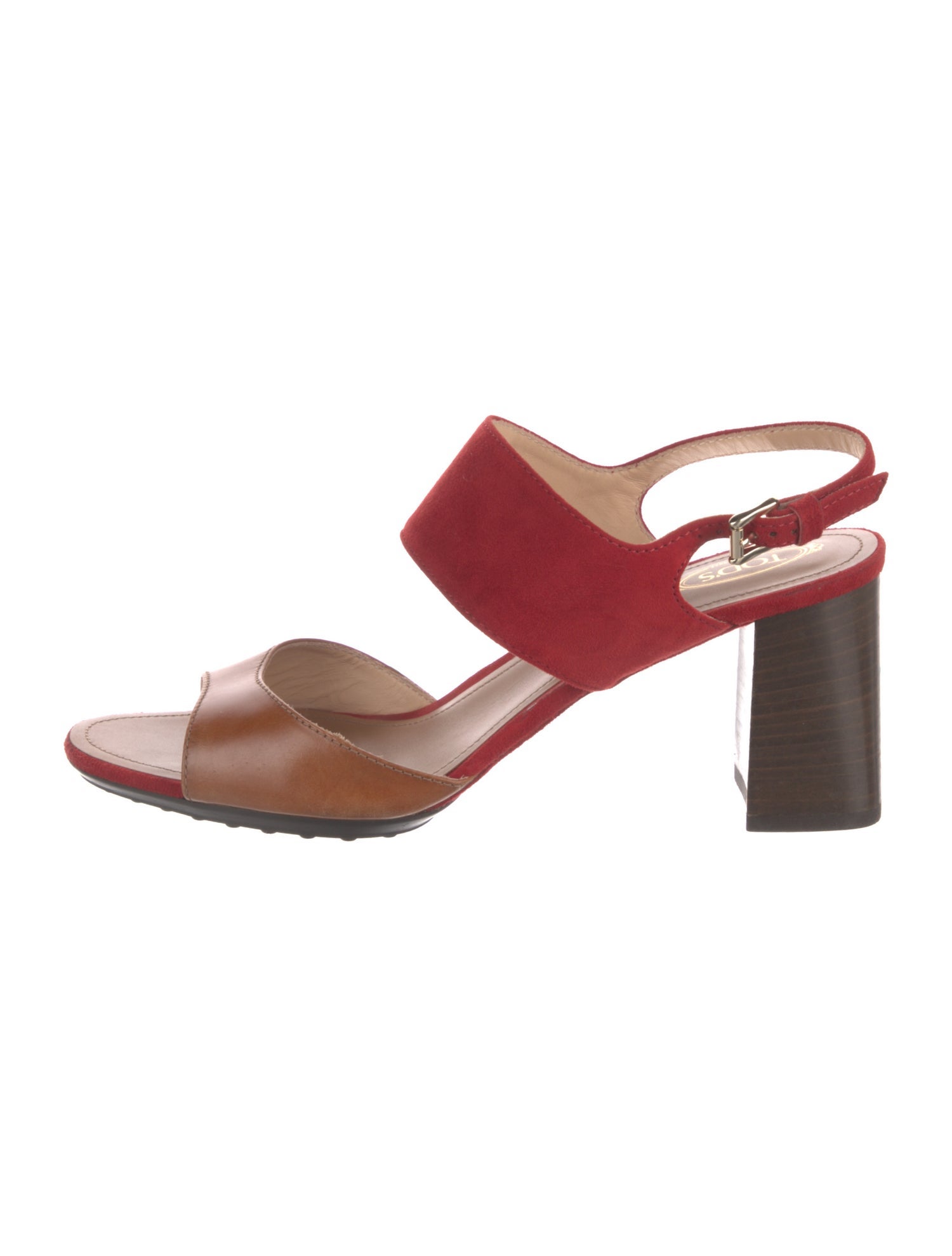 Tod's Leather Colorblock Pattern Slingback Sandals