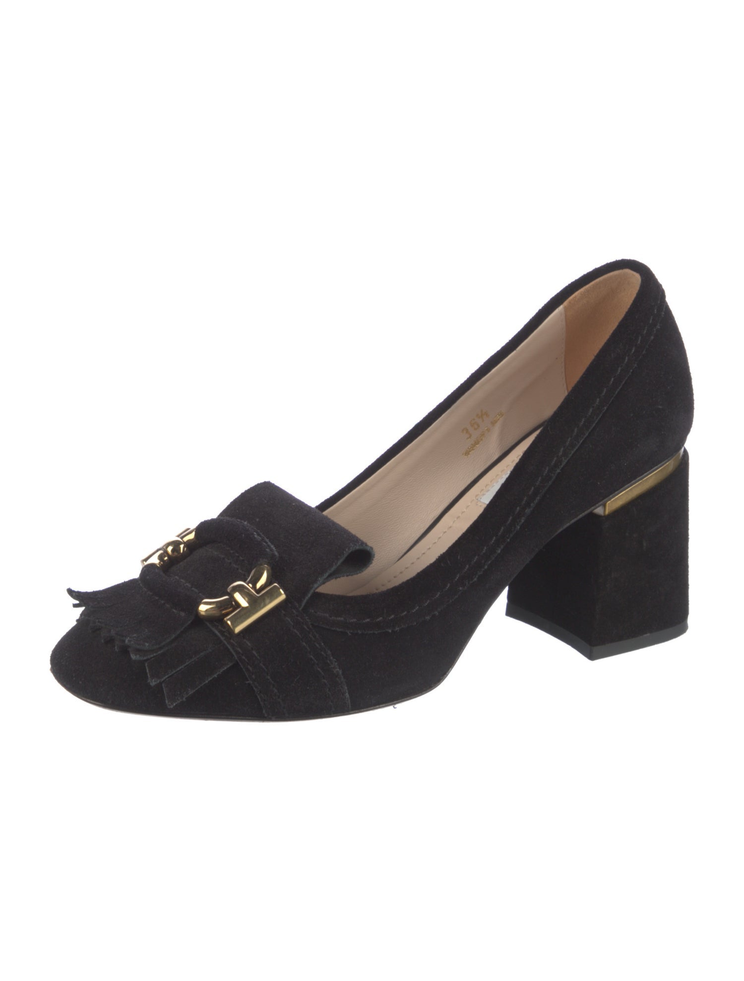 Tod's Suede Fringe Trim Accent Pumps
