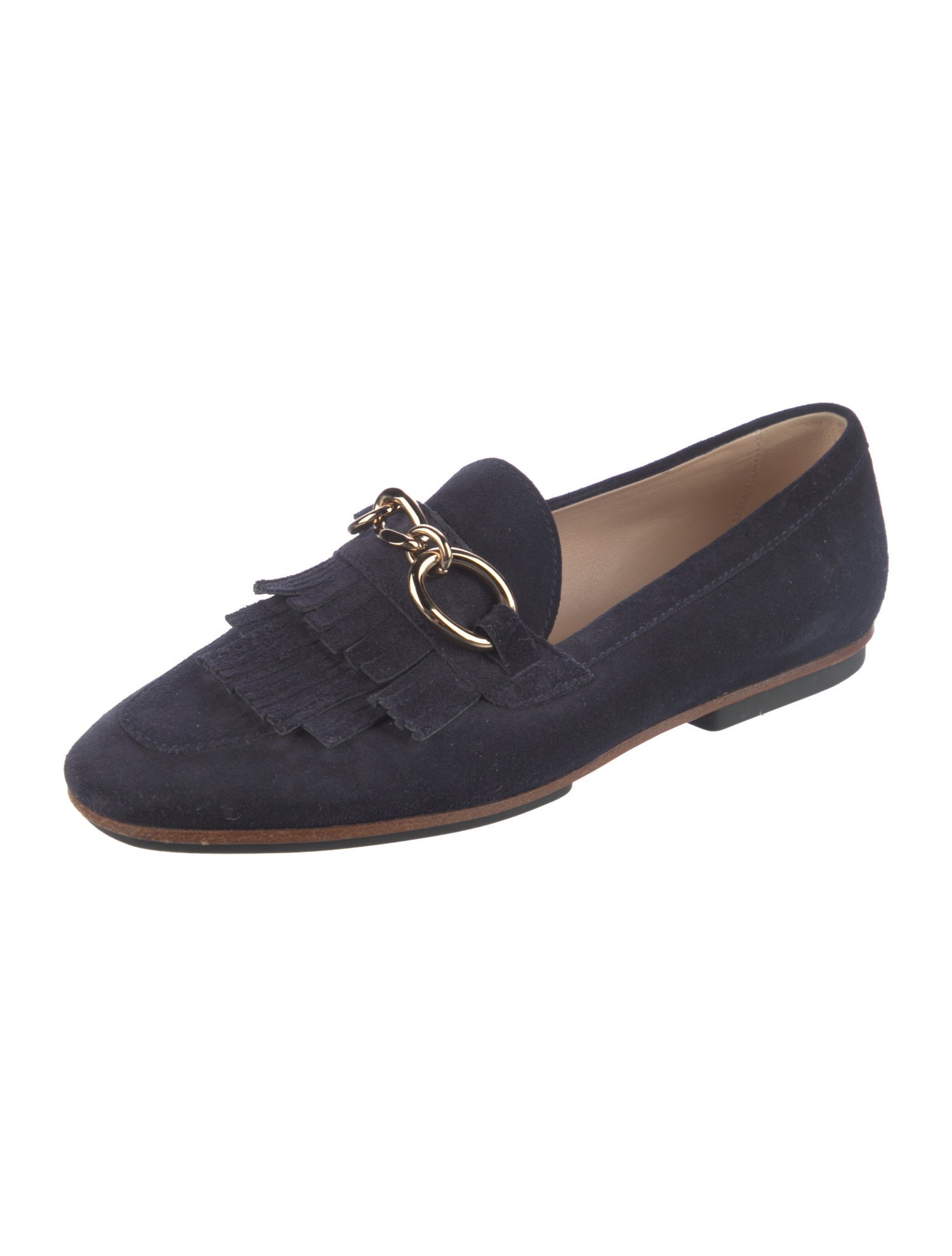 Tod's Suede Fringe Trim Accent Loafers