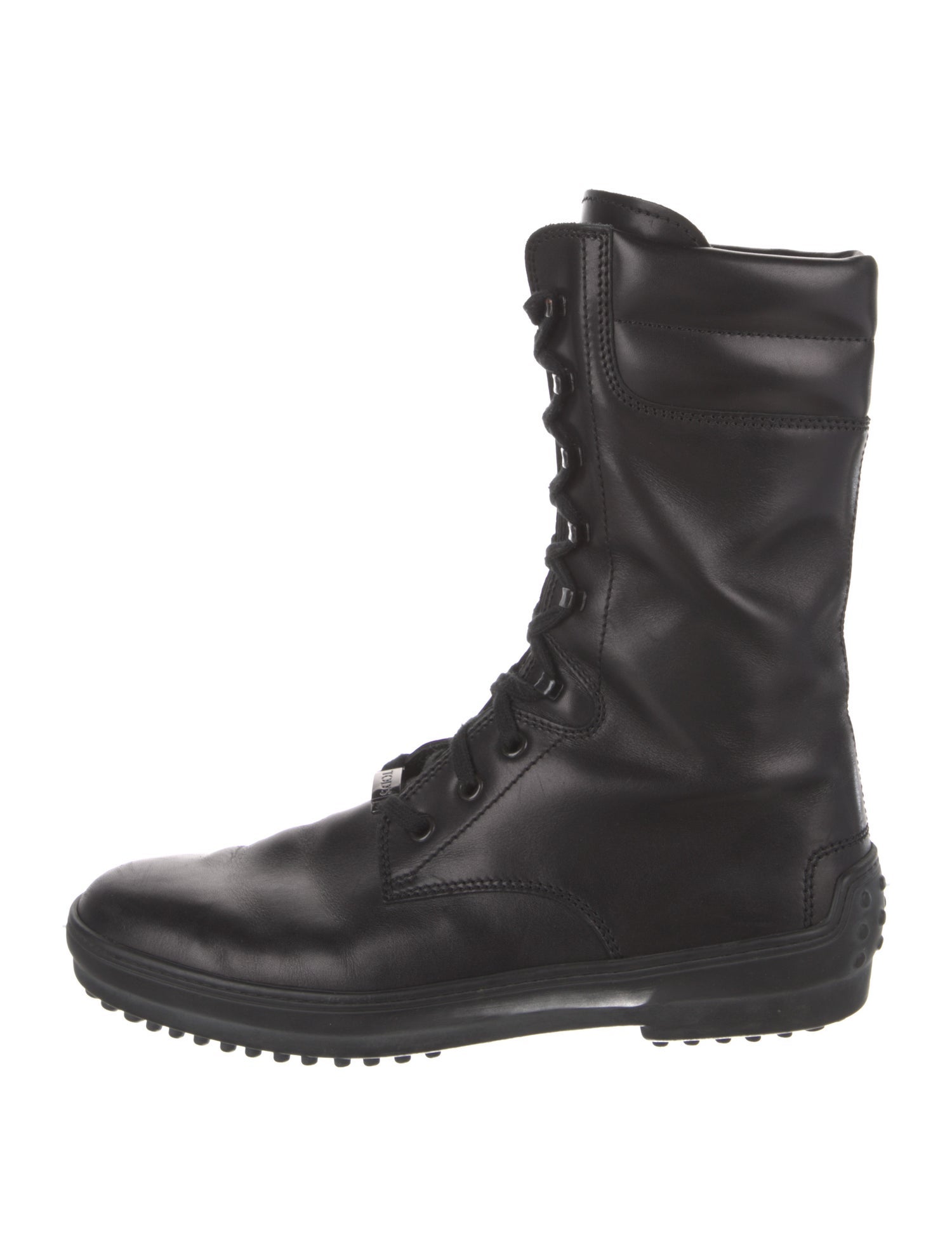 Tod's Leather Colorblock Pattern Combat Boots