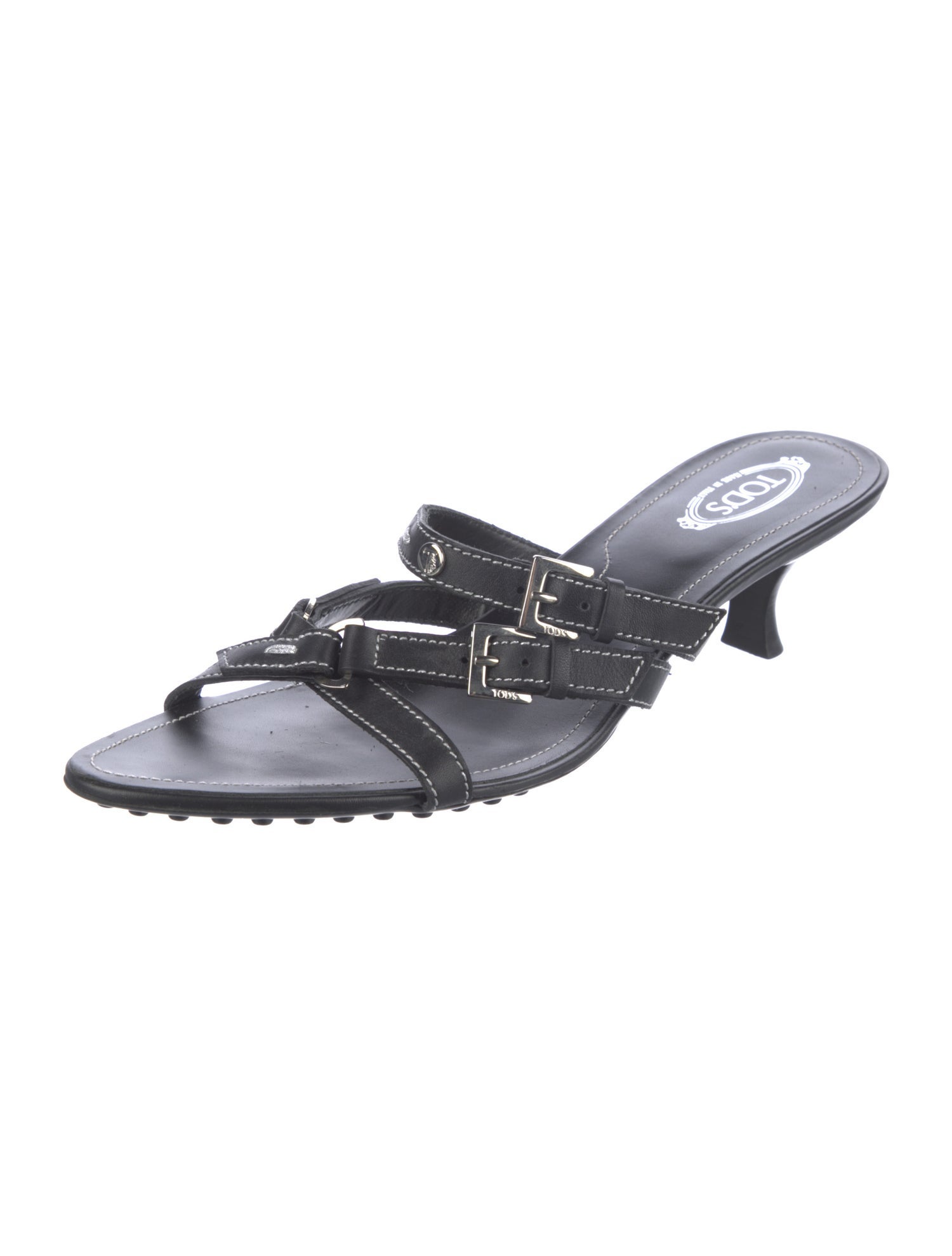 Tod's Leather Embroidered Accent Slides