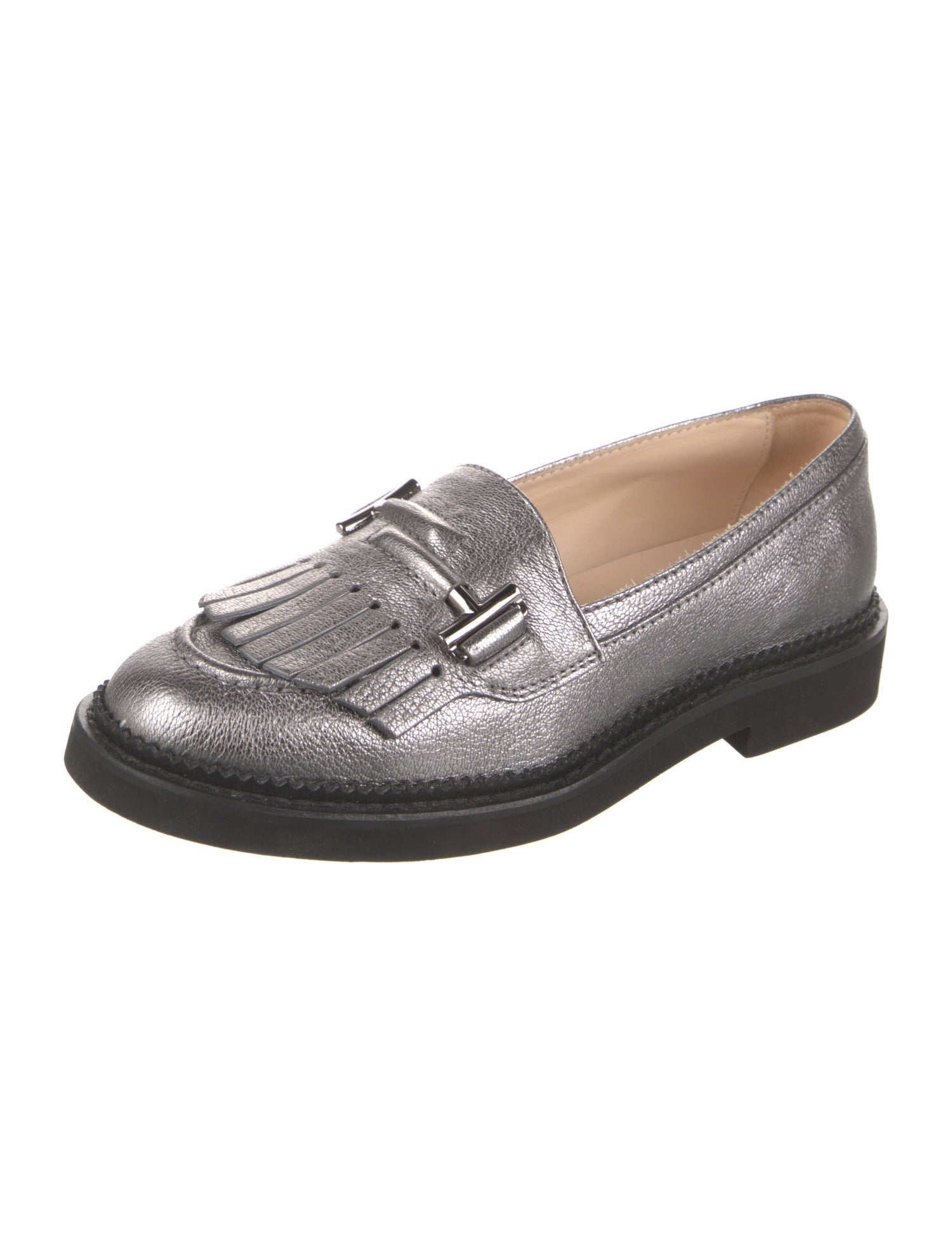 Tod's Leather Fringe Trim Accent Loafers