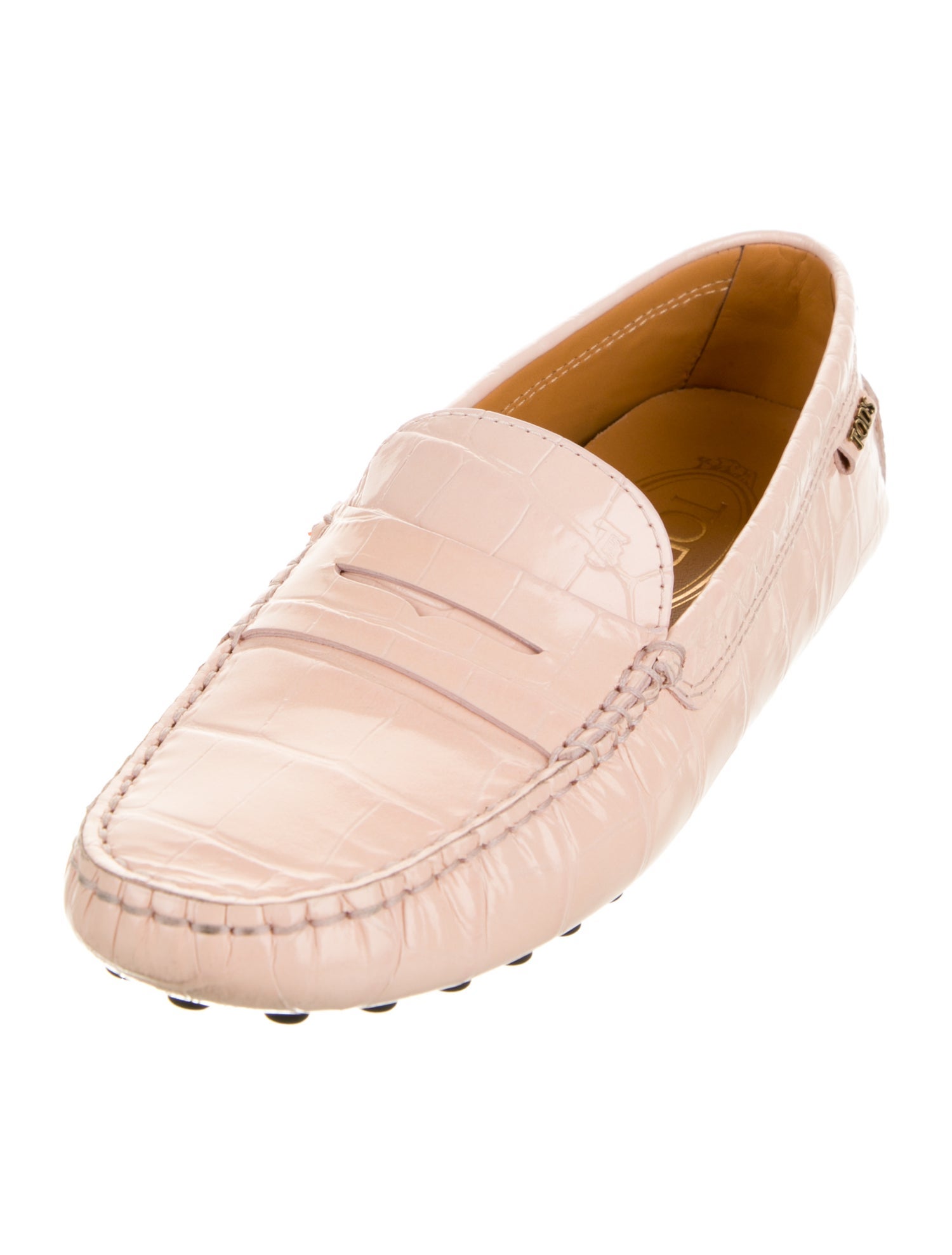 Tod's Embossed Leather Leather Trim Embellishment Loafers