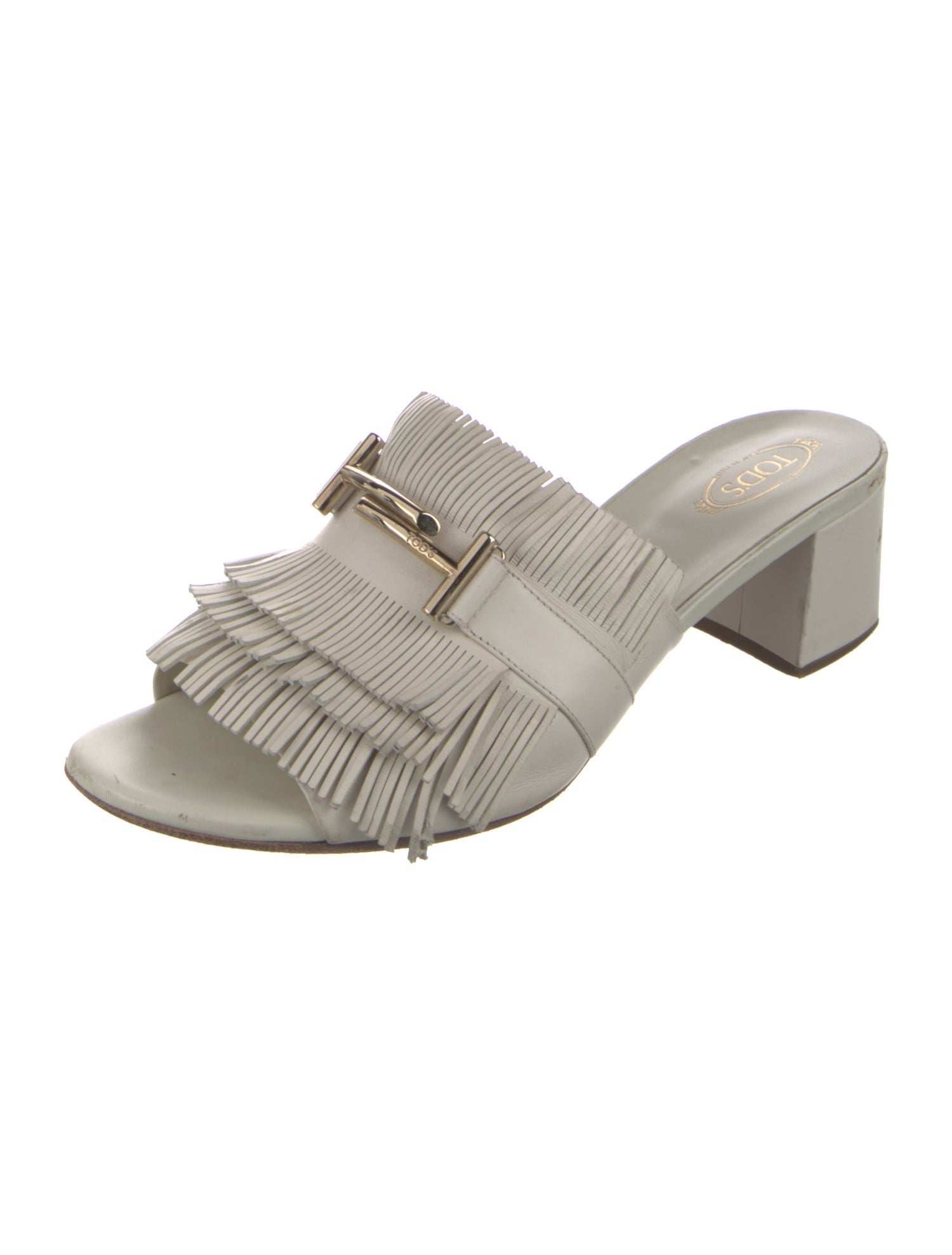 Tod's Leather Fringe Trim Accent Slides