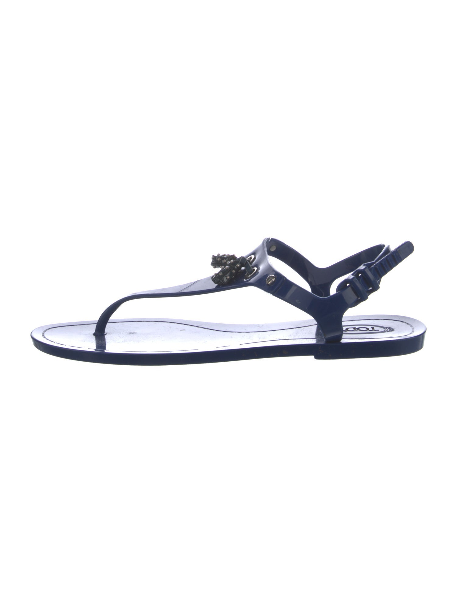 Tod's Rubber Tassel Accents T-Strap Sandals