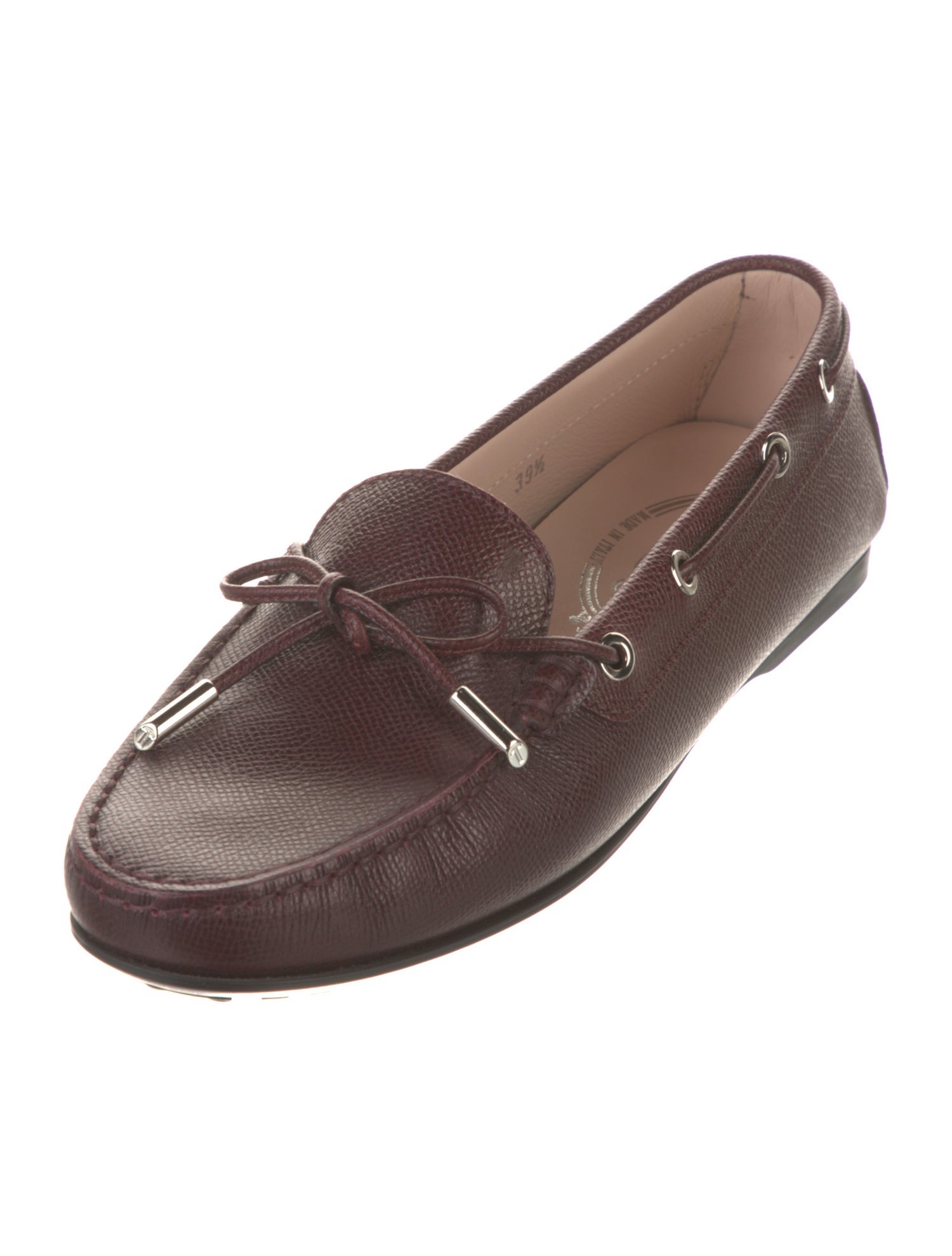 Tod's Leather Bow Accents Loafers