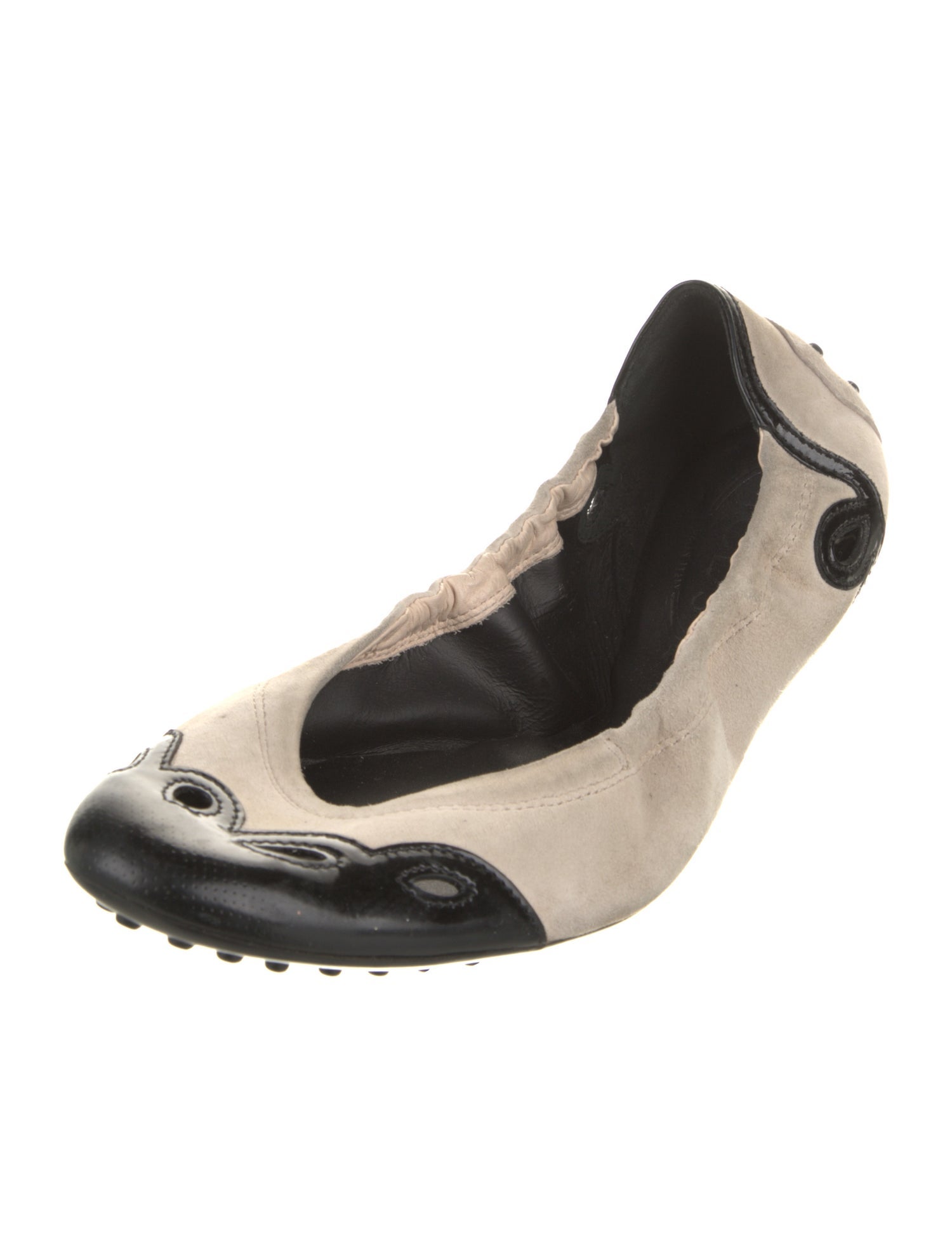 Tod's Suede Colorblock Pattern Ballet Flats