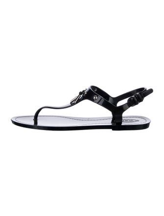 Tod's Rubber Tassel Accents T-Strap Sandals