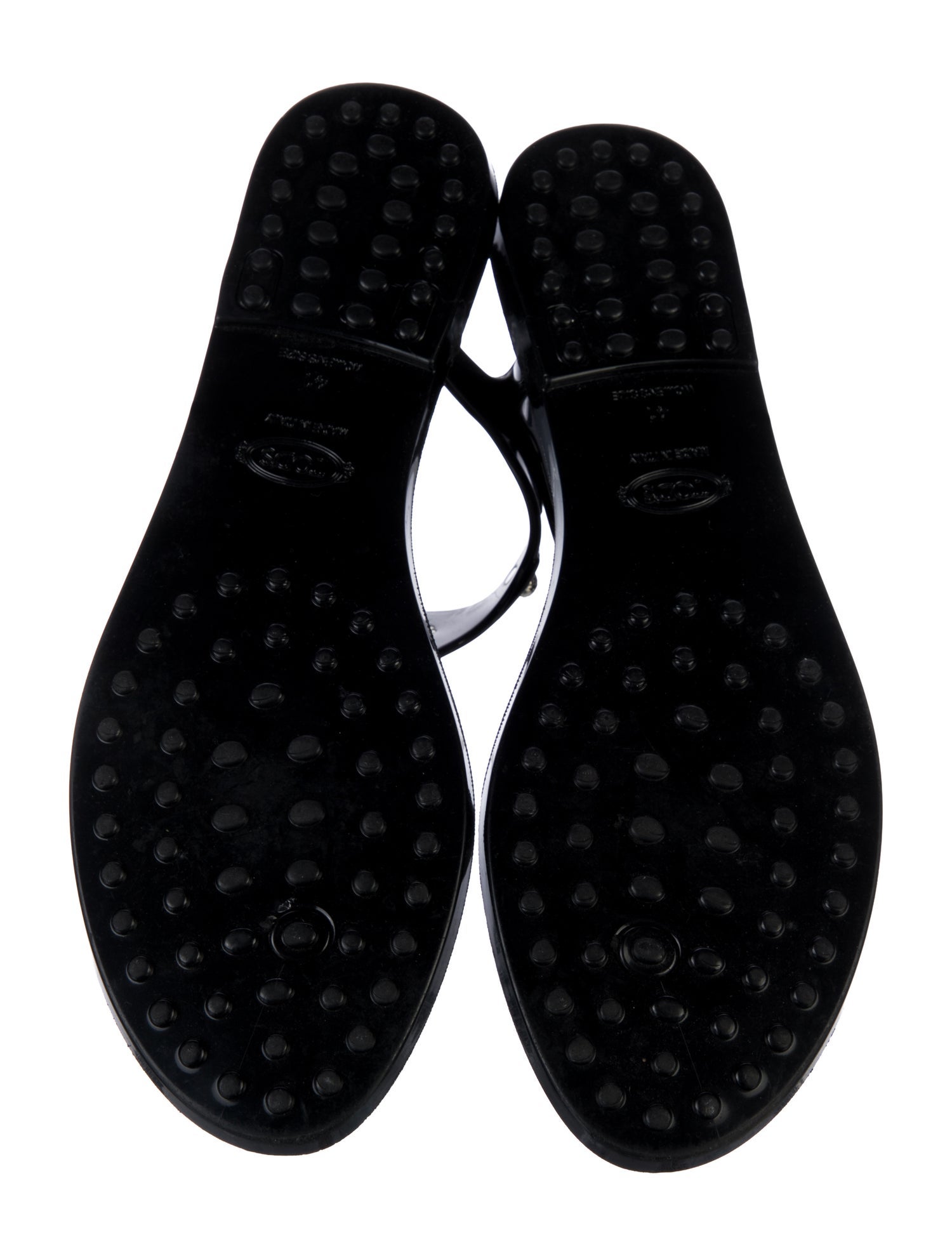 Tod's Rubber Tassel Accents T-Strap Sandals