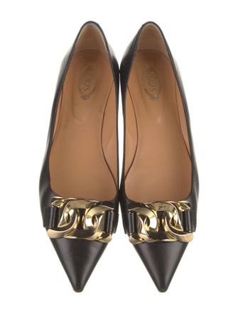 Tod's Leather Chain-Link Accents Ballet Flats