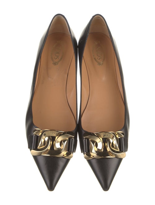 Tod's Leather Chain-Link Accents Ballet Flats