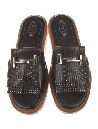 Tod's Leather Studded Accents Slides