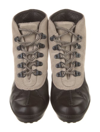 Tod's Leather Colorblock Pattern Lace-Up Boots