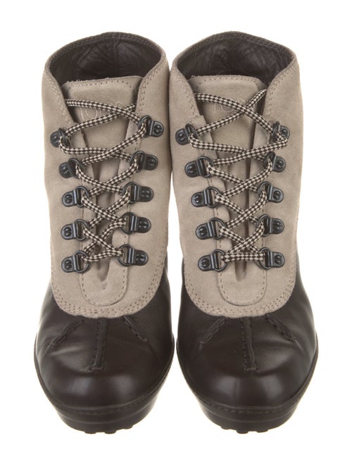 Tod's Leather Colorblock Pattern Lace-Up Boots