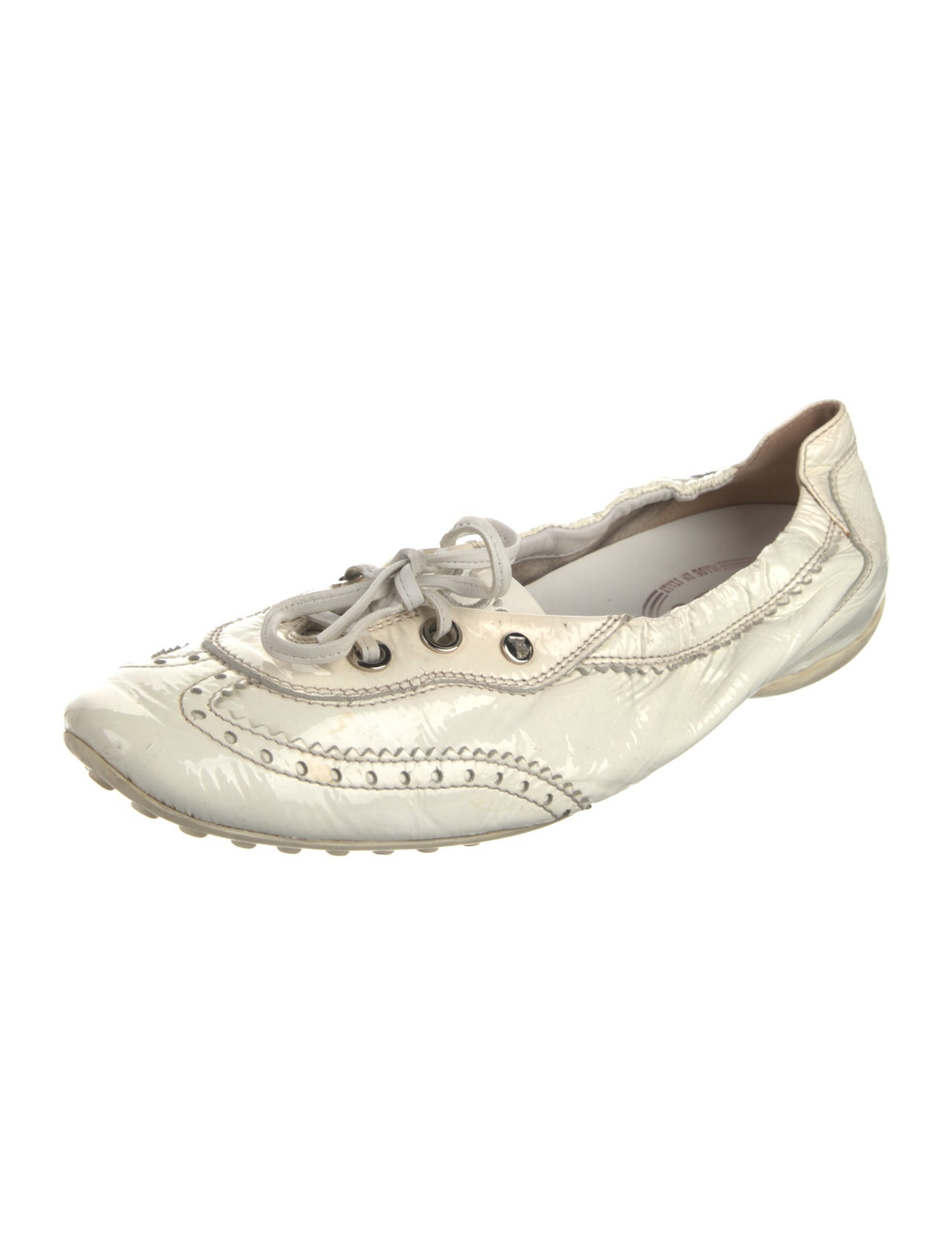Tod's Patent Leather Embroidered Accent Ballet Flats