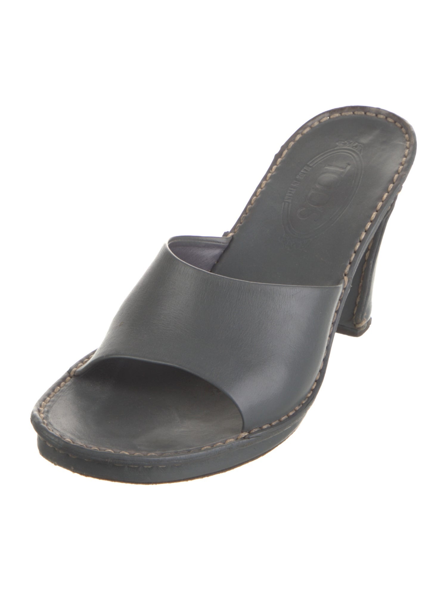 Tod's Leather Whipstitch Trim Slides