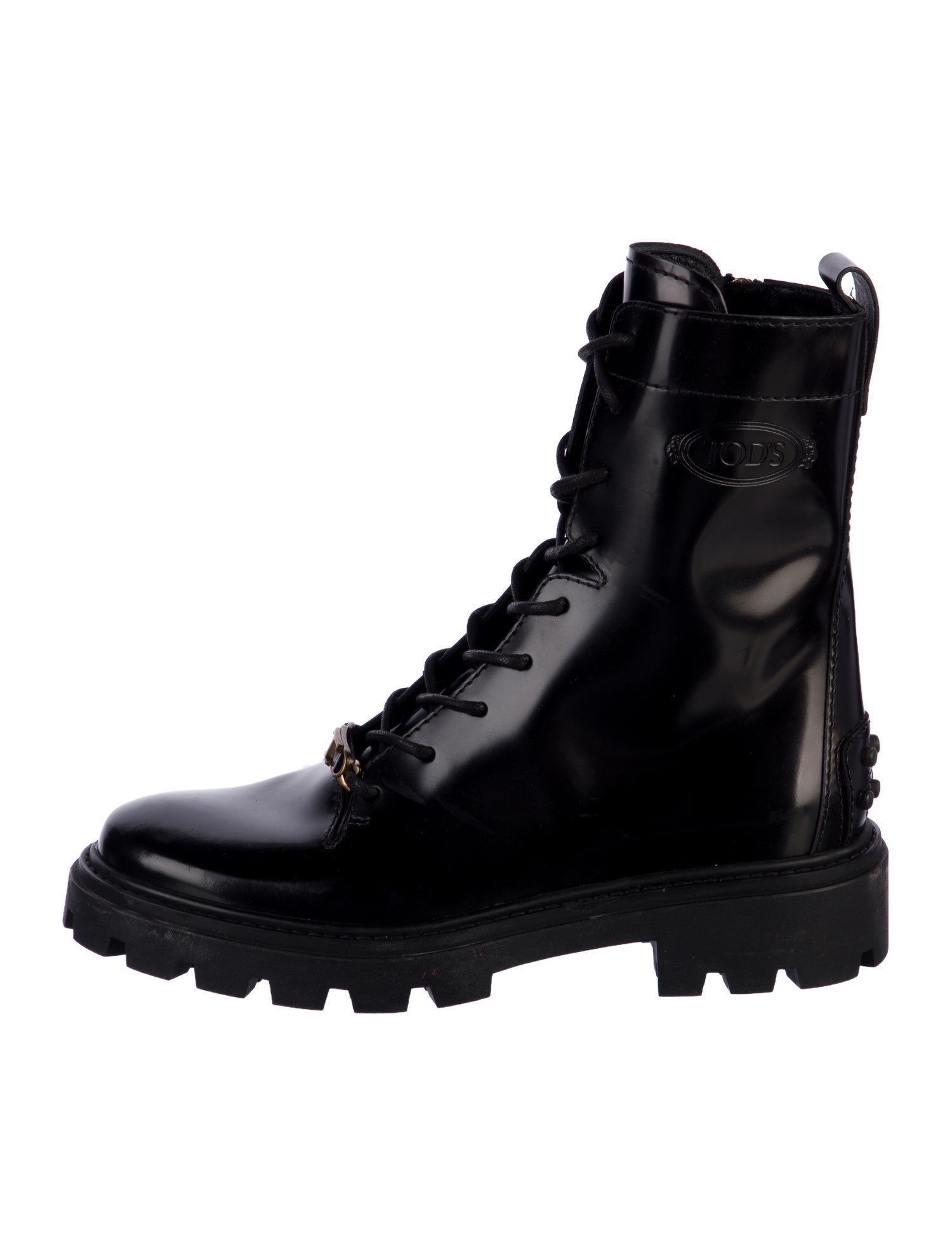Tod's Patent Leather Combat Boots