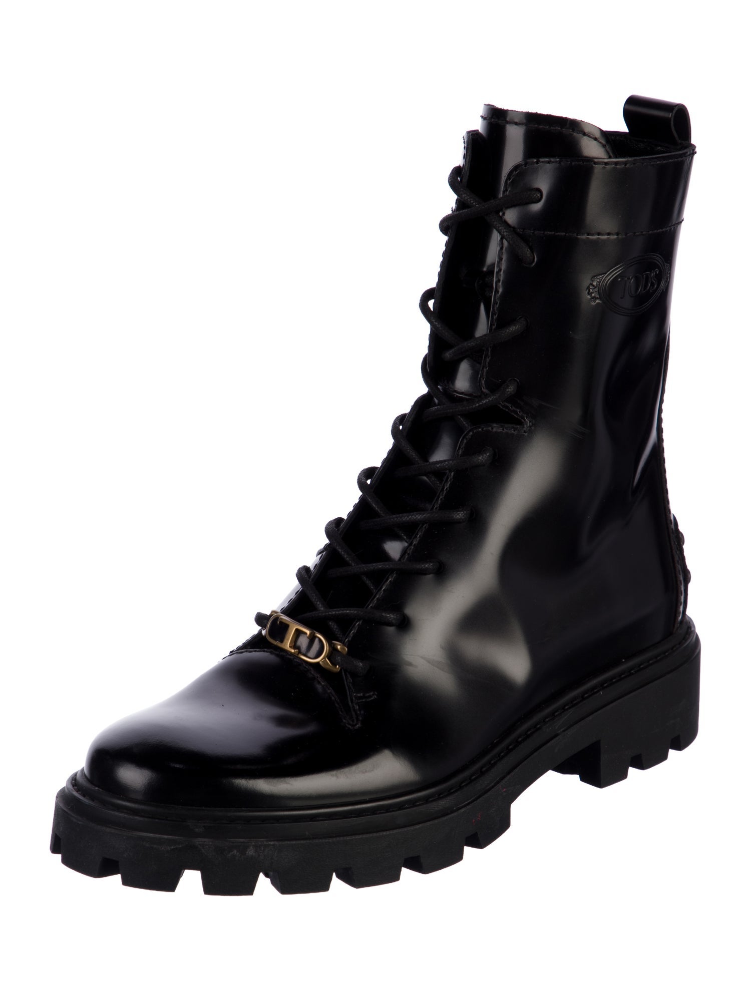Tod's Patent Leather Combat Boots