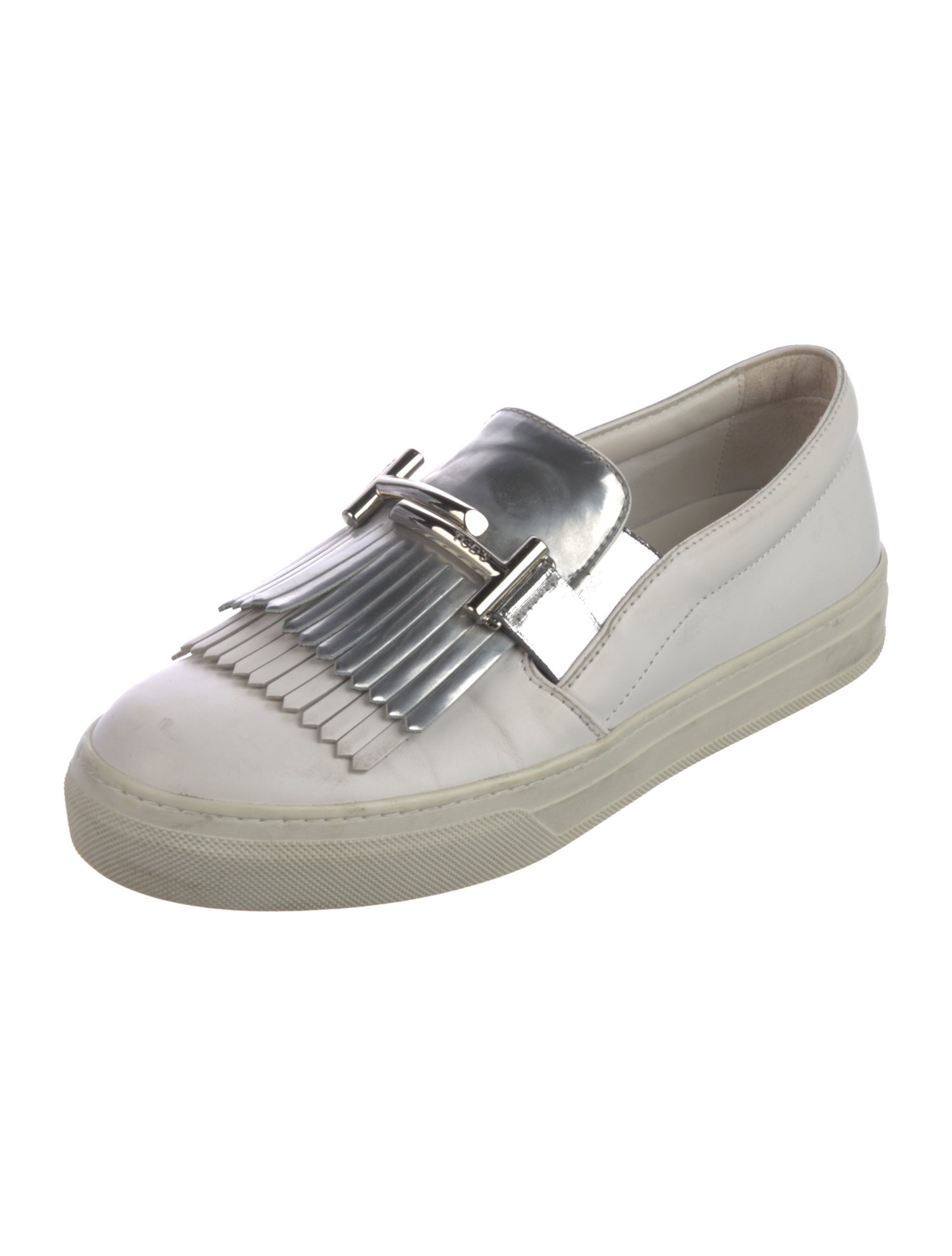 Tod's Leather Fringe Trim Accent Sneakers