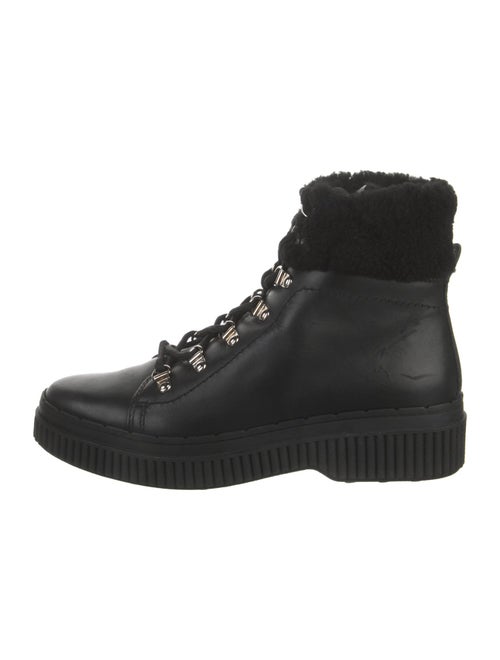 Tod's Leather Fur Trim Combat Boots