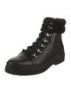 Tod's Leather Fur Trim Combat Boots