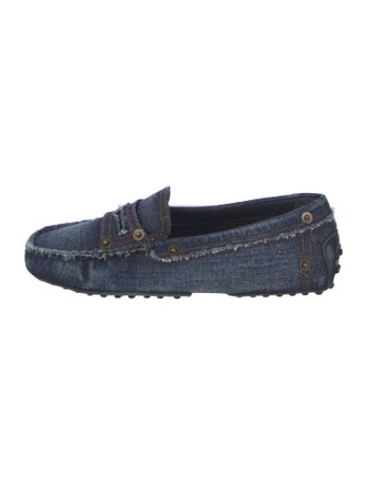 Tod's Denim Raw-Edge Trim Loafers