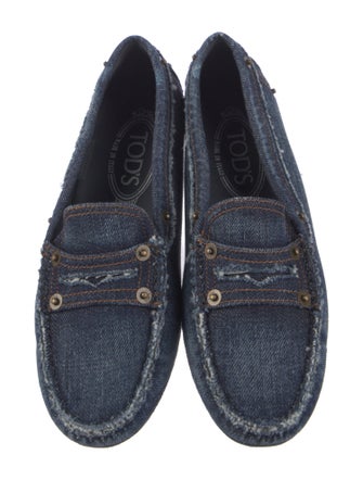 Tod's Denim Raw-Edge Trim Loafers