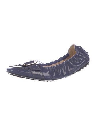 Tod's Patent Leather Embroidered Accent Flats