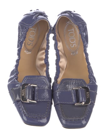Tod's Patent Leather Embroidered Accent Flats