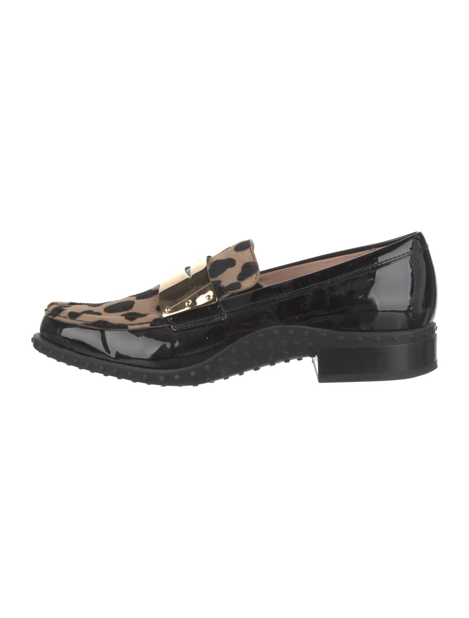 Tod's Patent Leather Animal Print Loafers