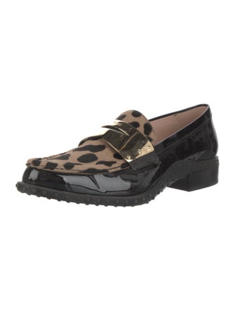 Tod's Patent Leather Animal Print Loafers