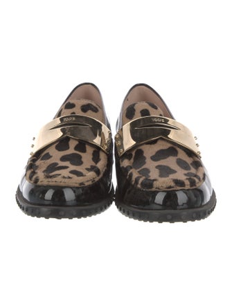Tod's Patent Leather Animal Print Loafers