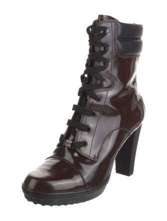 Tod's Patent Leather Lace-Up Boots