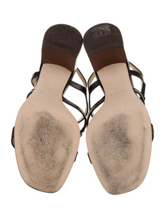 Tod's Patent Leather Chain-Link Accents T-Strap Sandals