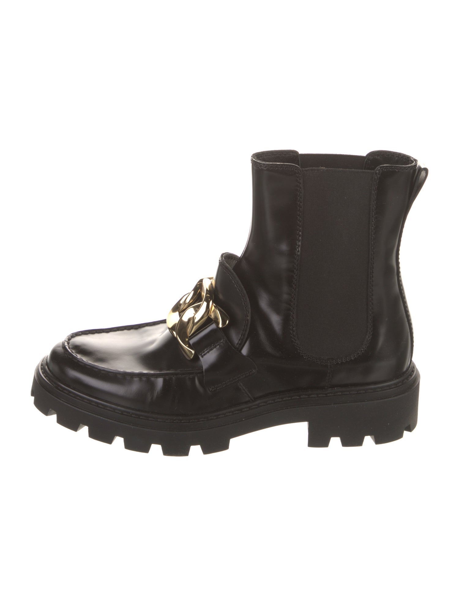 Tod's Leather Chain-Link Accents Combat Boots