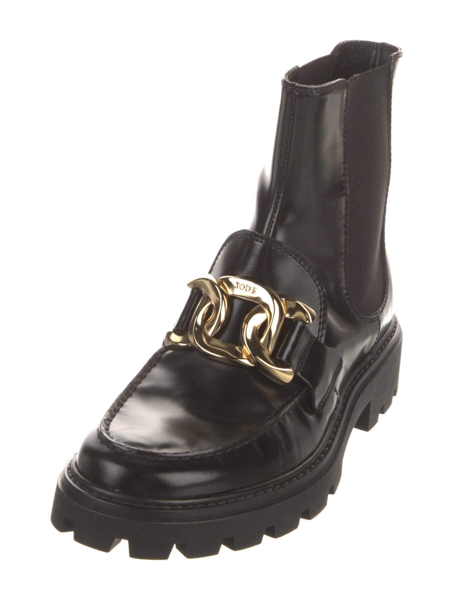 Tod's Leather Chain-Link Accents Combat Boots
