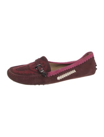 Tod's Suede Embroidered Accent Loafers