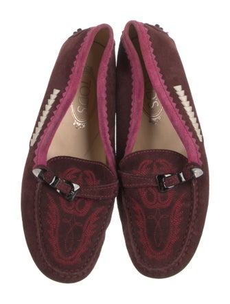 Tod's Suede Embroidered Accent Loafers