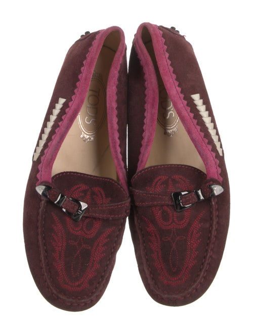 Tod's Suede Embroidered Accent Loafers