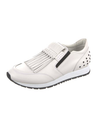 Tod's Leather Fringe Trim Accent Sneakers