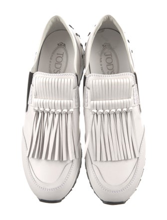 Tod's Leather Fringe Trim Accent Sneakers