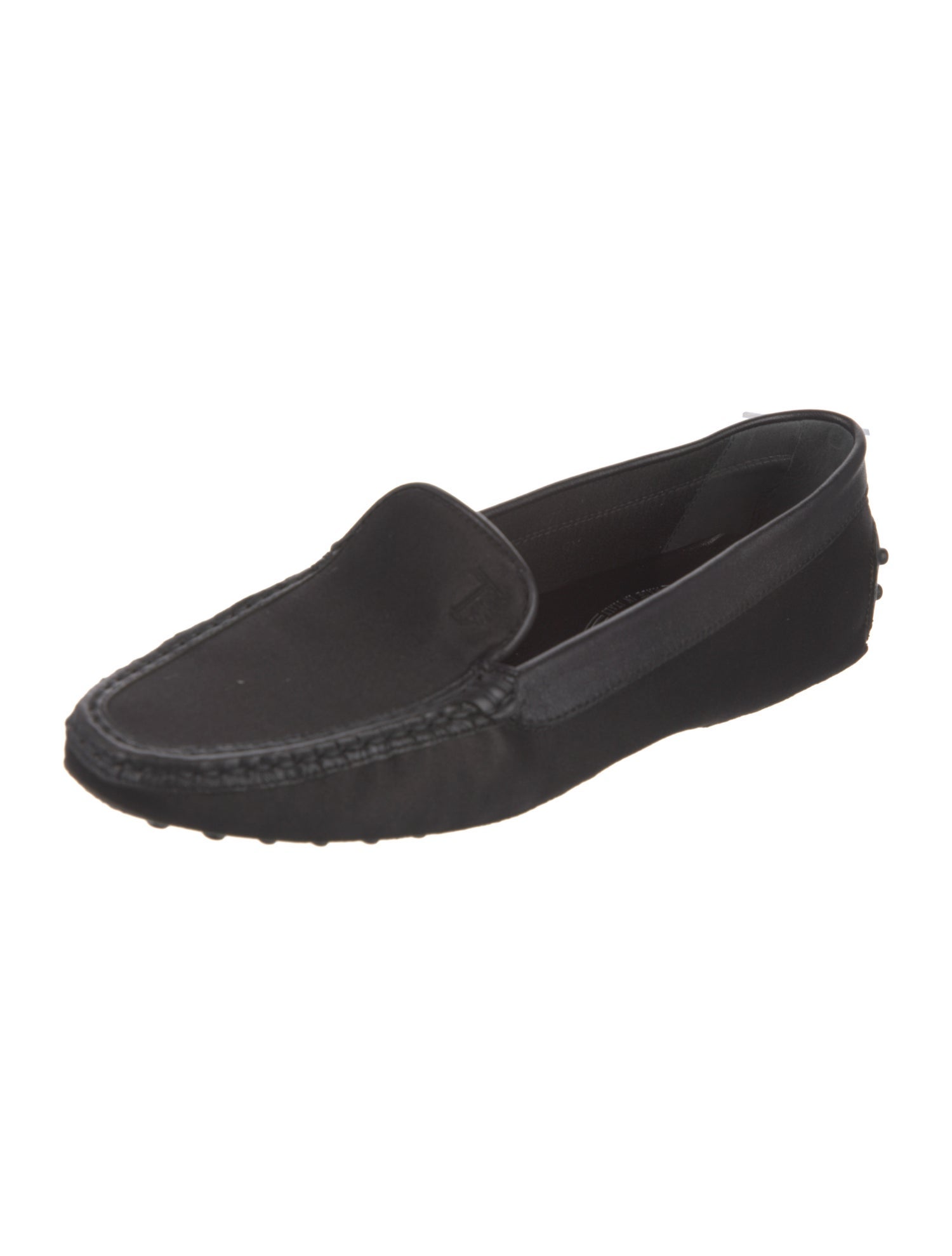 Tod's Satin Leather Trim Embellishment Loafers