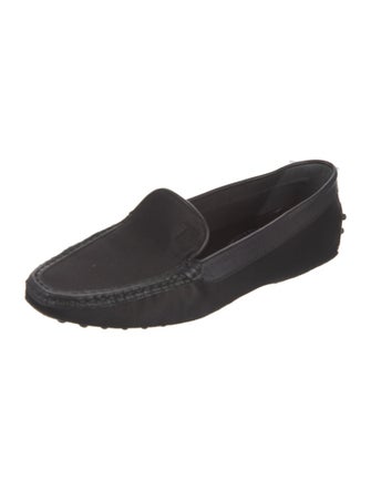 Tod's Satin Leather Trim Embellishment Loafers