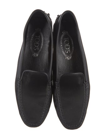 Tod's Satin Leather Trim Embellishment Loafers