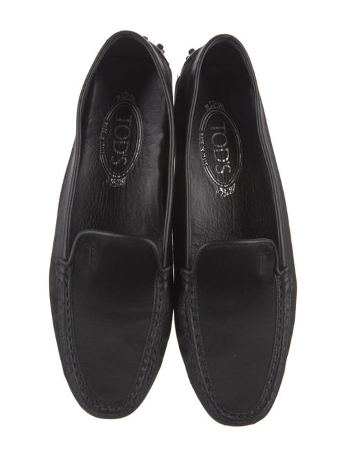 Tod's Satin Leather Trim Embellishment Loafers