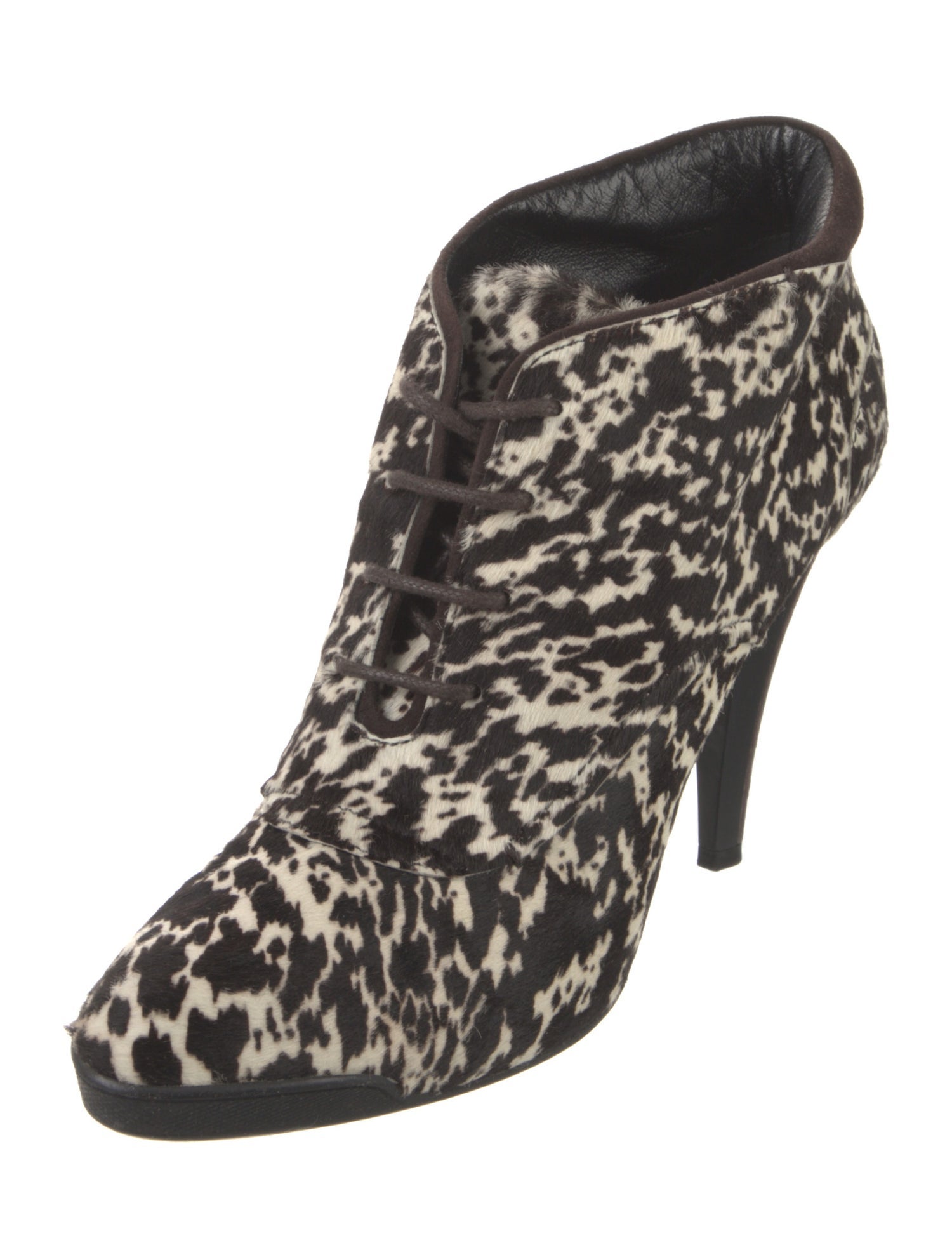 Tod's Ponyhair Animal Print Lace-Up Boots