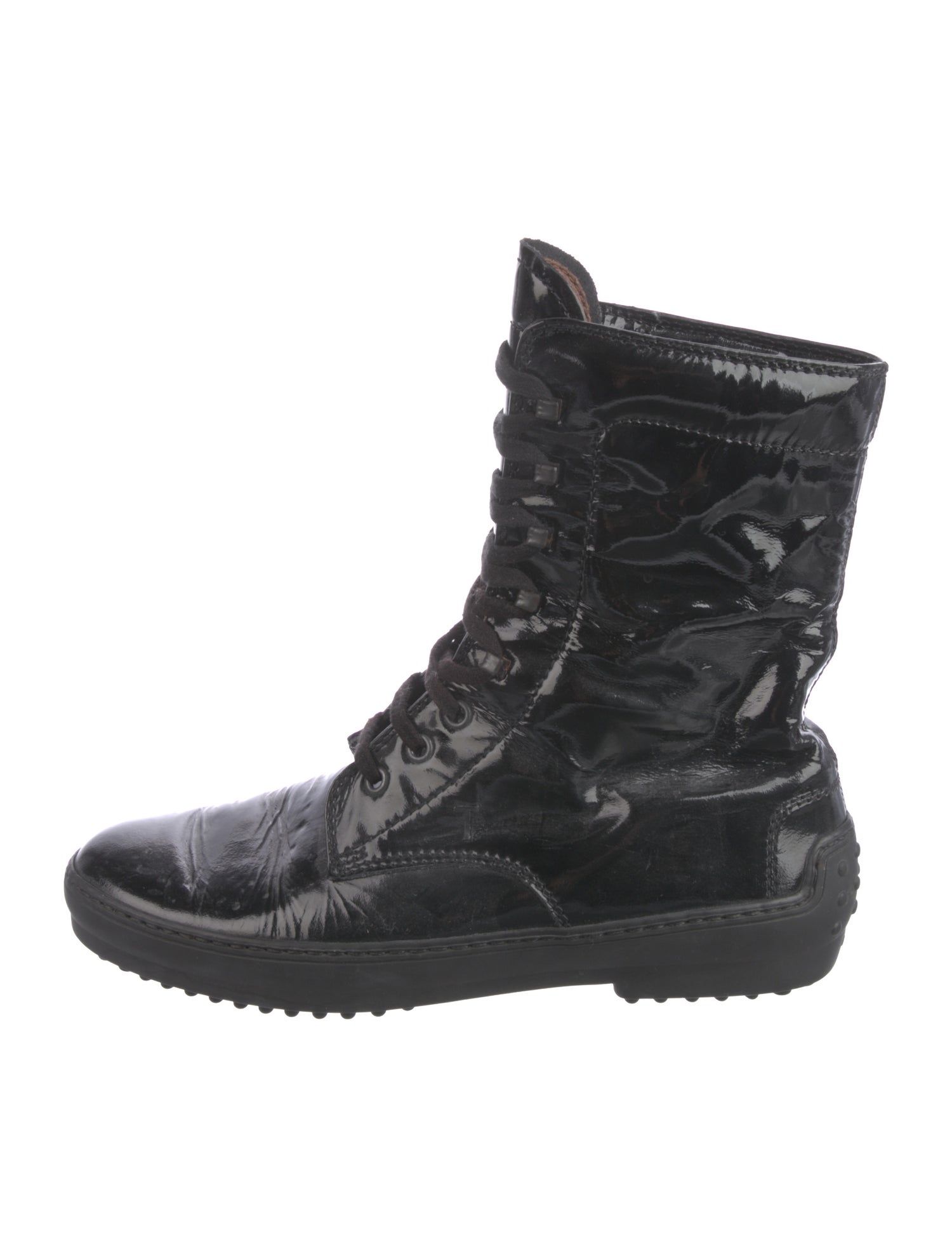 Tod's Patent Leather Combat Boots