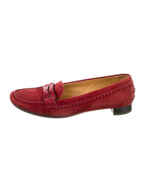 Tod's Suede Crystal Embellishments Loafers