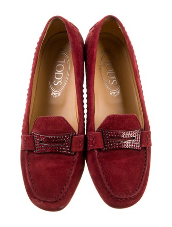 Tod's Suede Crystal Embellishments Loafers